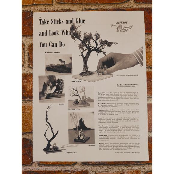 1941 Crafting Print Article by Fae Huttenlocher Indoor Gardening Tree Branch Art - Picture 9 of 10